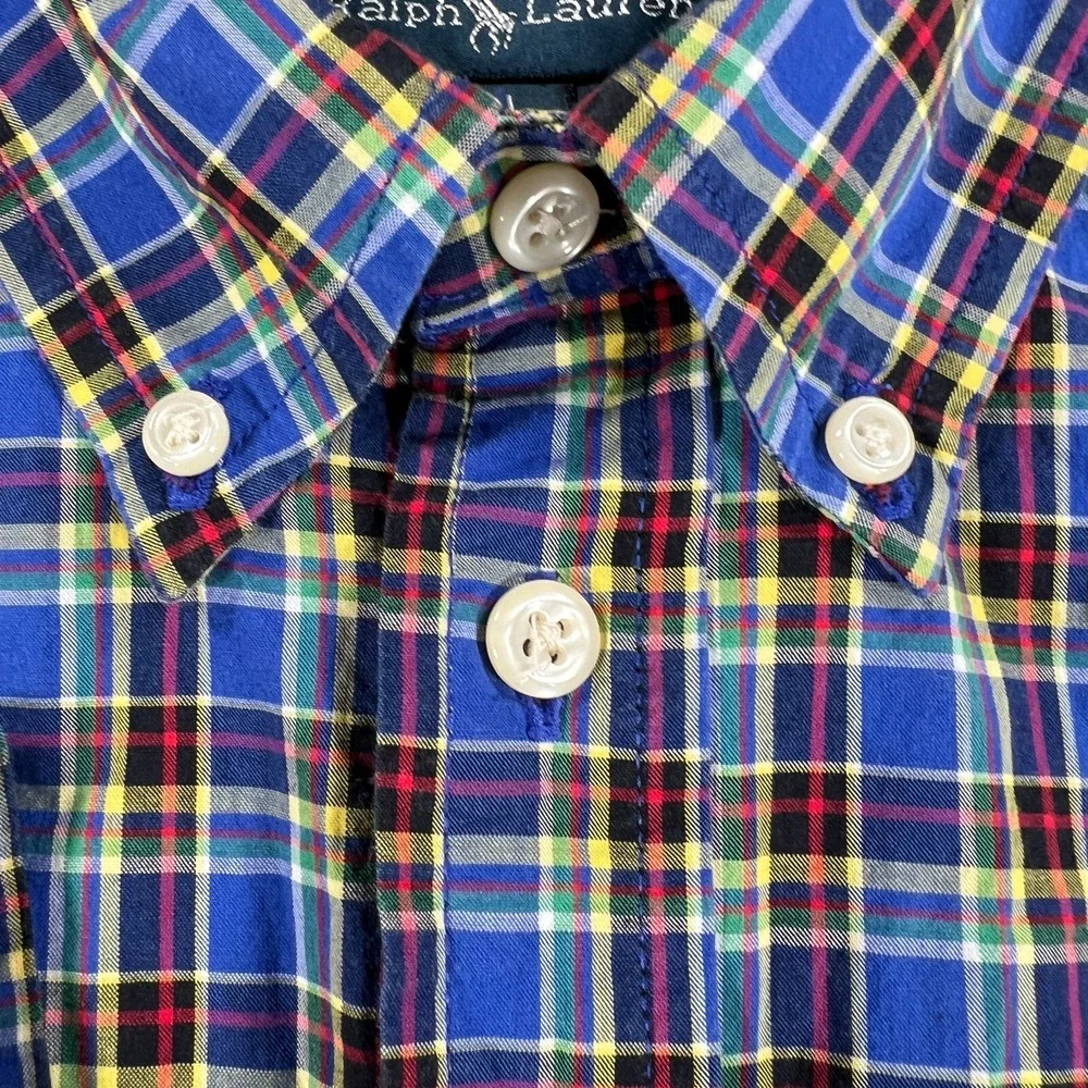 Ralph Lauren Shirt Youth Boys‎ Large Blue Plaid Long Sleeve Button Down Casual